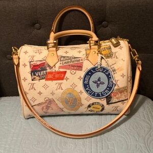 DeLUX Cream Satchel with Tan Accents